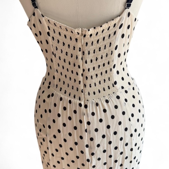 Reformation Irisa Portofino Black & White Polka Dot Midi Dress (sz 12) 334 - Picture 5 of 10